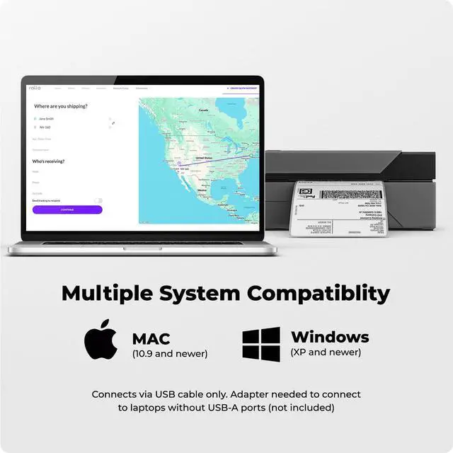 Alt view image 6 of 7 - USB Shipping Label Printer - Commercial Grade 4x6 Thermal Label Printer for Shipping Packages - High Speed Custom Sticker Label Maker for Small Business - Supports Windows & Mac