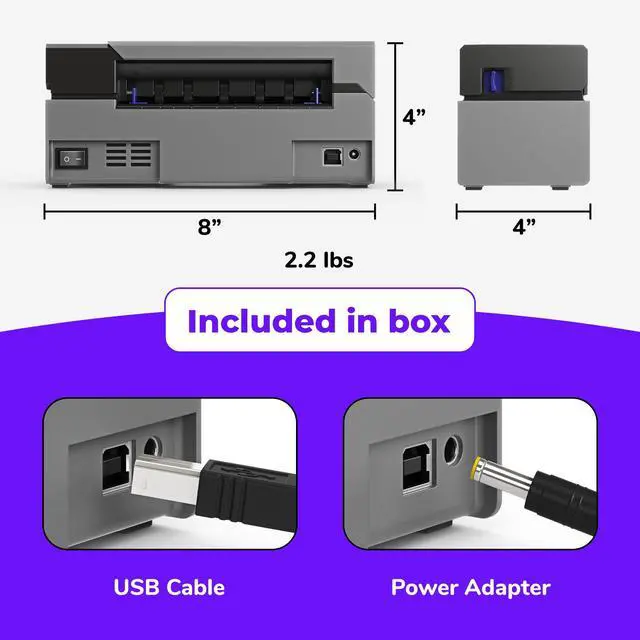 Alt view image 7 of 7 - USB Shipping Label Printer - Commercial Grade 4x6 Thermal Label Printer for Shipping Packages - High Speed Custom Sticker Label Maker for Small Business - Supports Windows & Mac