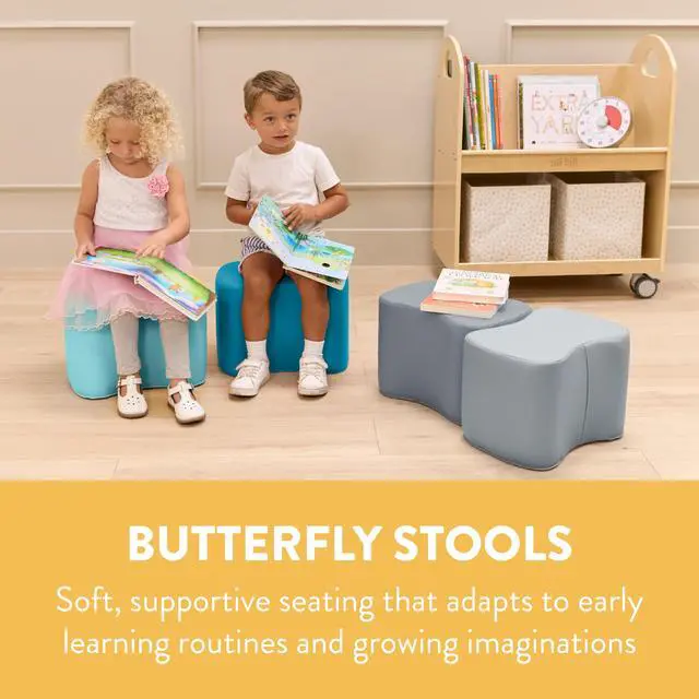Alt view image 3 of 7 - Butterfly Modular Stool Seating Set, Classroom Furniture, Contemporary, 6-Piece