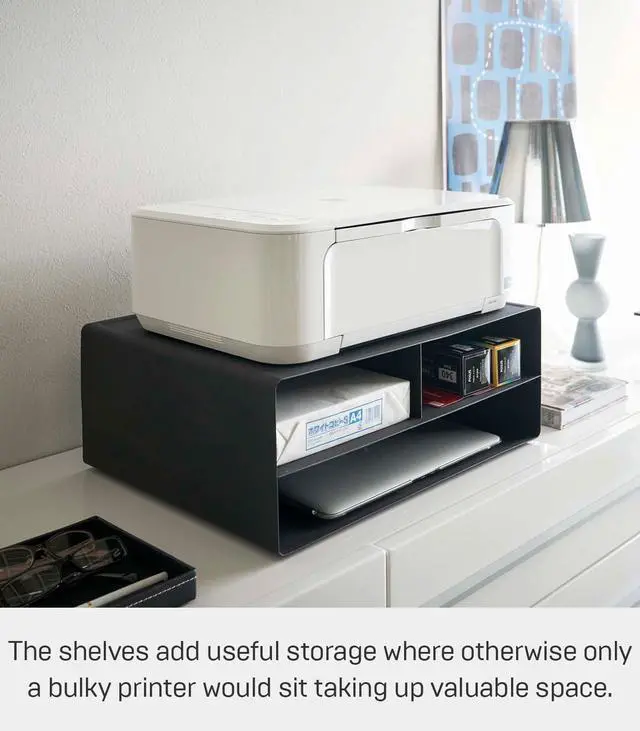 Alt view image 3 of 7 - Home Desktop Printer Stand - Computer Accessory Office Organizer Steel One Size Black