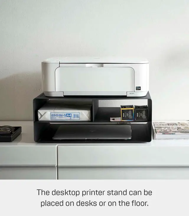 Alt view image 4 of 7 - Home Desktop Printer Stand - Computer Accessory Office Organizer Steel One Size Black