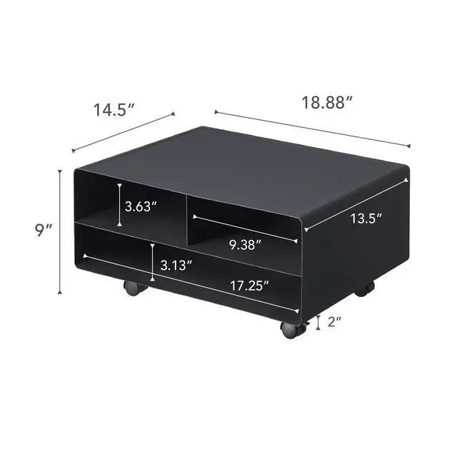 Alt view image 7 of 7 - Home Desktop Printer Stand - Computer Accessory Office Organizer Steel One Size Black
