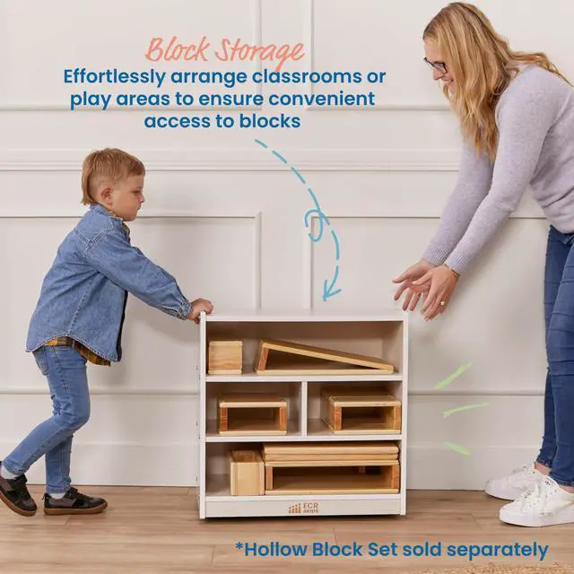 Alt view image 4 of 7 - Mobile Building Block Storage Cabinet, Small, Classroom Furniture, White Wash
