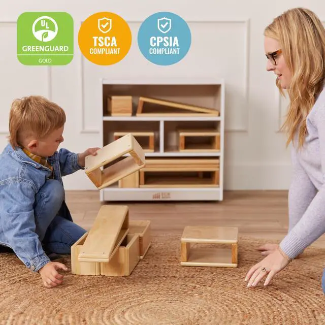 Alt view image 6 of 7 - Mobile Building Block Storage Cabinet, Small, Classroom Furniture, White Wash