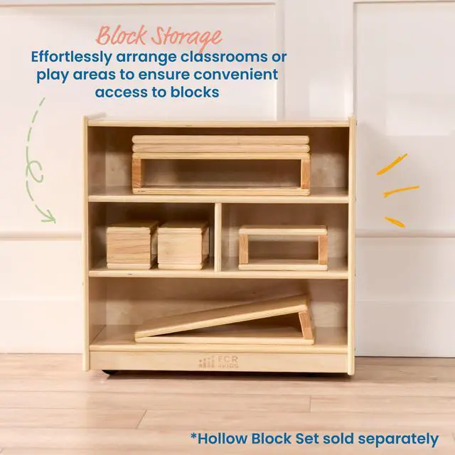 Alt view image 4 of 7 - Mobile Building Block Storage Cabinet, Small, Classroom Furniture, Natural