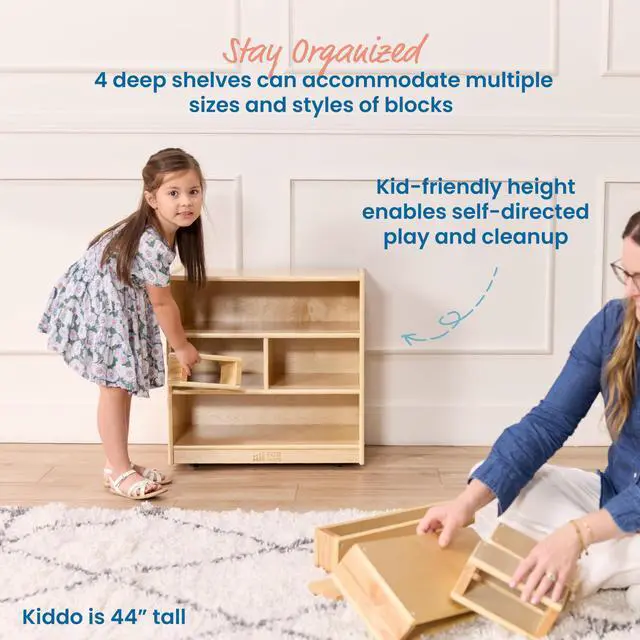 Alt view image 5 of 7 - Mobile Building Block Storage Cabinet, Small, Classroom Furniture, Natural