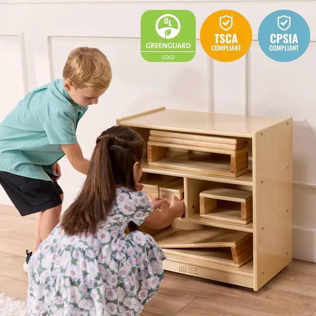 Alt view image 7 of 7 - Mobile Building Block Storage Cabinet, Small, Classroom Furniture, Natural