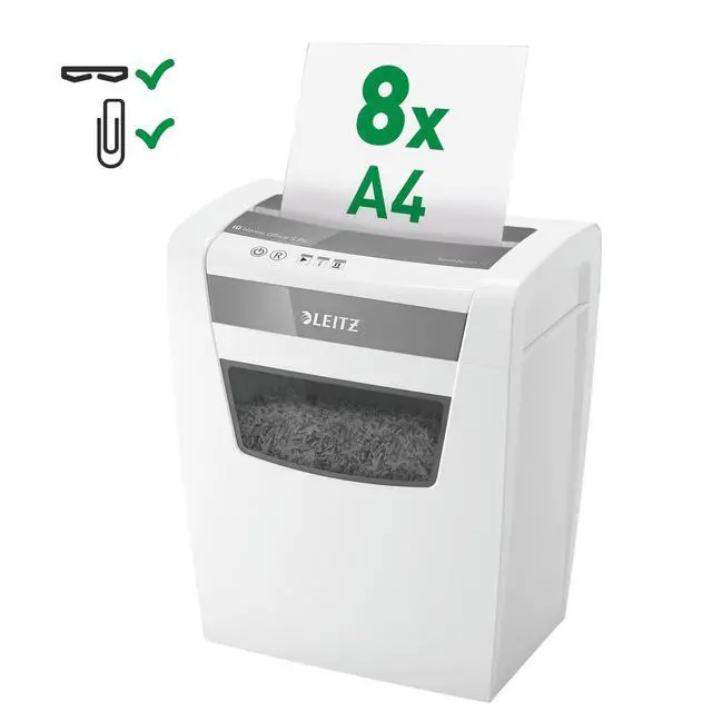 Alt view image 2 of 7 - IQ Home Office S Paper Shredder, Capacity 9-8 Sheets (70-80 g/m²), Cuts Particles, Safety Level P4, 15 Litre Waste Container, Shredder, White, 80360000