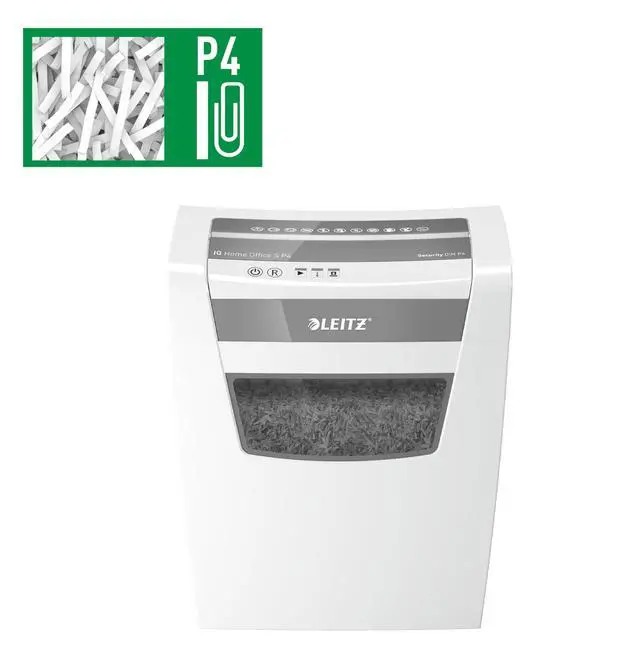 Alt view image 3 of 7 - IQ Home Office S Paper Shredder, Capacity 9-8 Sheets (70-80 g/m²), Cuts Particles, Safety Level P4, 15 Litre Waste Container, Shredder, White, 80360000