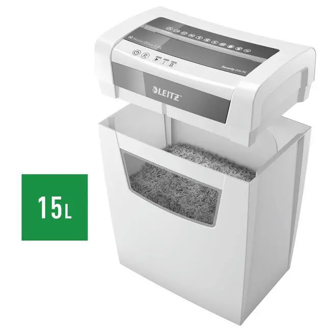 Alt view image 4 of 7 - IQ Home Office S Paper Shredder, Capacity 9-8 Sheets (70-80 g/m²), Cuts Particles, Safety Level P4, 15 Litre Waste Container, Shredder, White, 80360000