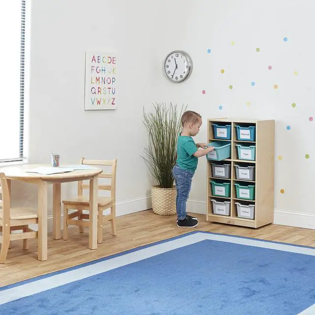 Alt view image 2 of 7 - 10 Cubby Mobile Tray Cabinet and 10 Scoop Front Bins, 5x2, Kids Furniture, Contemporary
