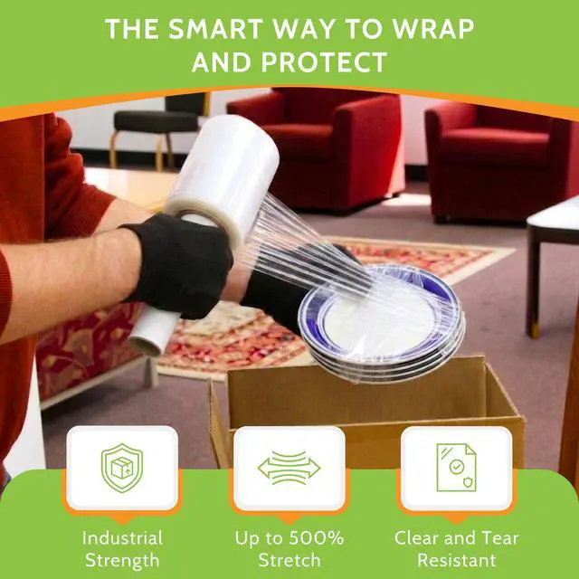 Alt view image 7 of 7 - PSBM Mini Extended Core Platic Stretch Film Wrap 5" x 1000' 80 GA 24 Rolls | Heavy Duty up to 500% Ultimate Stretch Clear Plastic Wrap Industrial Strength Shrink Film for Moving, Packing & Shipping