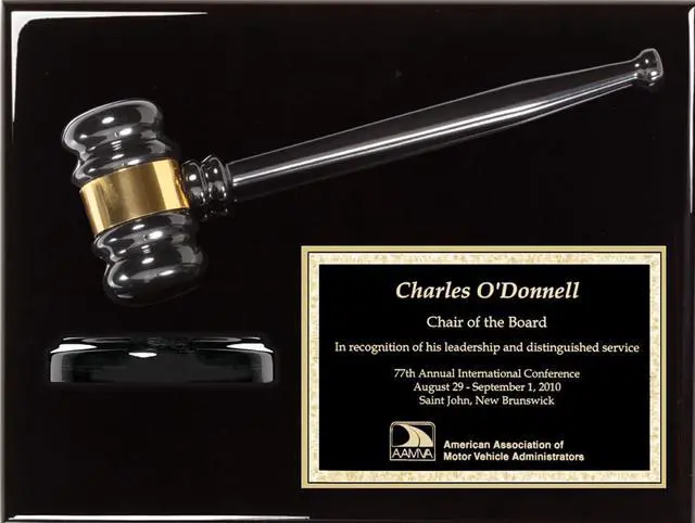 Main image of Custom Engraved Gavel Plaque Award | Free Engraving, 12x9 Inches, Metal Mounted Gavel, Brass Plate, Judges Board Members Chairpersons Auctioneers