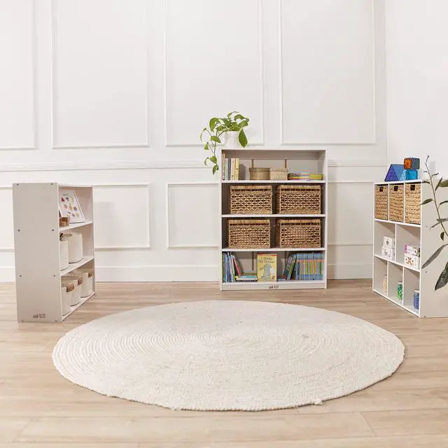 Alt view image 2 of 7 - Streamline 3-Shelf Storage Cabinet, 36in High, Double-Sided Display, White Wash