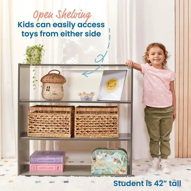 Alt view image 5 of 7 - Streamline 3-Shelf Double-Sided Storage Cabinet, 36in, Classroom Furniture, Grey Wash