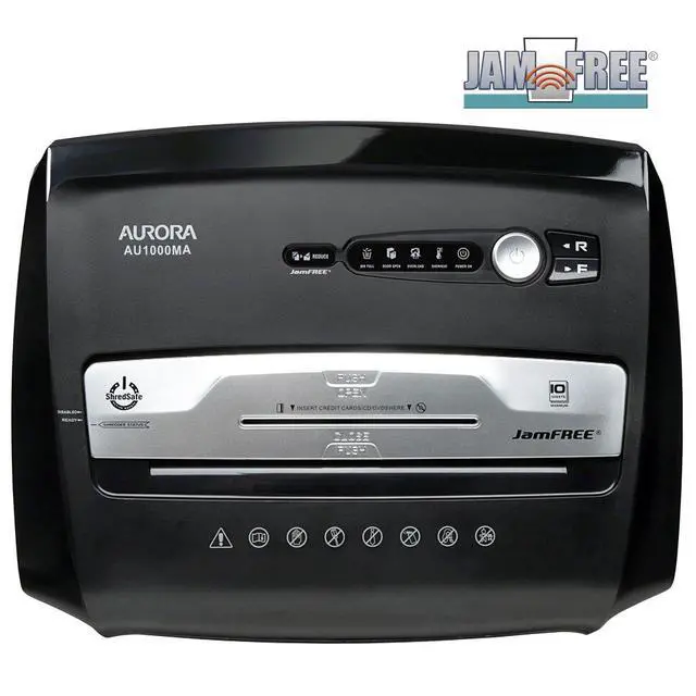 Alt view image 3 of 7 - High Security JamFree AU1000MA 10-Sheet Micro-Cut Paper/CD/Credit Card Shredder with Pull-Out Wastebasket
