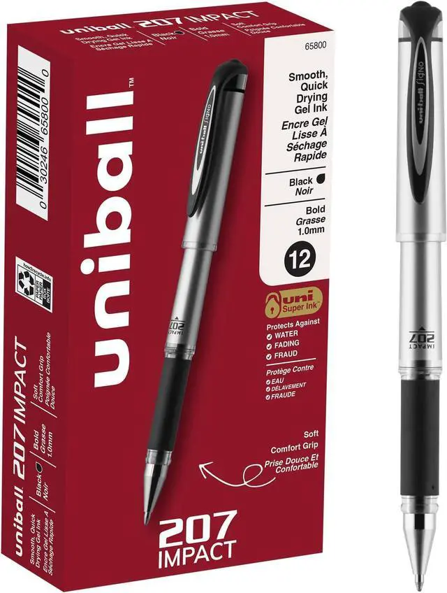Main image of ® 207 Impact Gel Pens, Bold Point, 1.0 mm, Black; Gray Barrel, Black Ink, 12 Count (Pack Of 12)