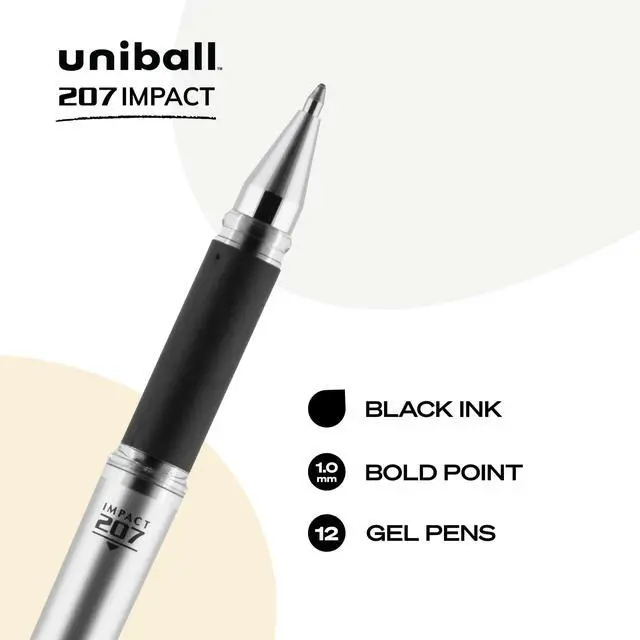 Alt view image 2 of 7 - ® 207 Impact Gel Pens, Bold Point, 1.0 mm, Black; Gray Barrel, Black Ink, 12 Count (Pack Of 12)
