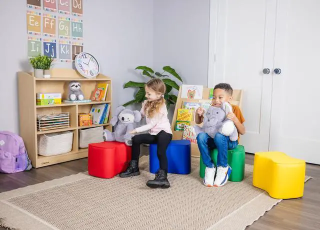 Alt view image 2 of 7 - Butterfly Modular Soft Seating Stool Set - for Preschools and daycares - Toddlers and Children