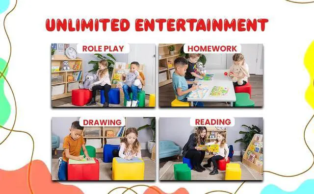Alt view image 5 of 7 - Butterfly Modular Soft Seating Stool Set - for Preschools and daycares - Toddlers and Children