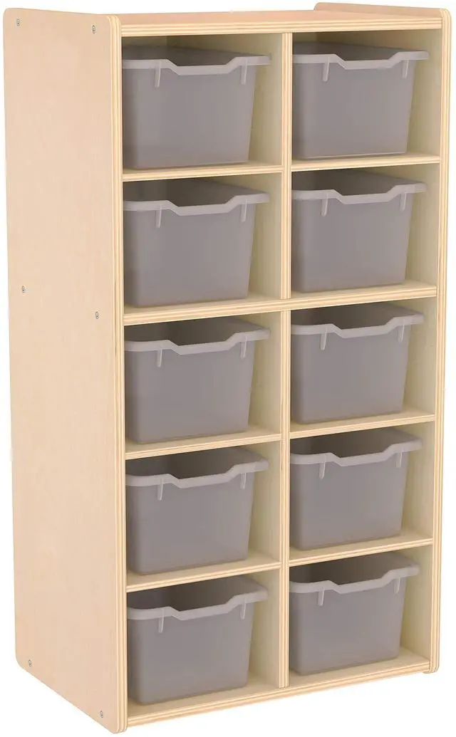 Main image of Streamline 10 Cubby Tray Cabinet and 10 Scoop Front Bins, 5x2, Kids Furniture, Clear