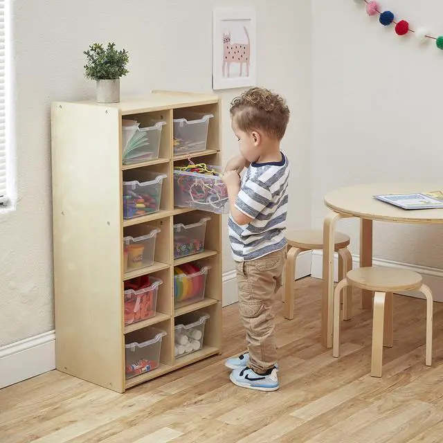 Alt view image 2 of 7 - Streamline 10 Cubby Tray Cabinet and 10 Scoop Front Bins, 5x2, Kids Furniture, Clear