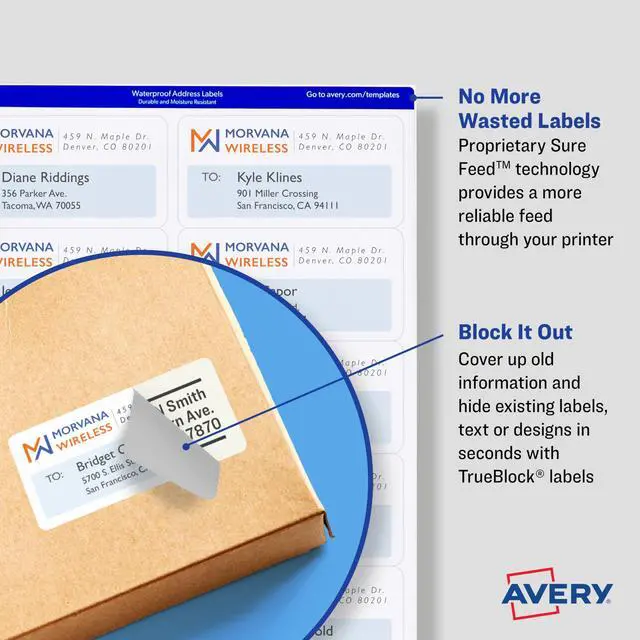 Alt view image 2 of 7 - Shipping Address Labels, Laser Printers, 2,000 Labels, 3-1/2 x 5, Permanent Adhesive, TrueBlock (5-Pack 5168)
