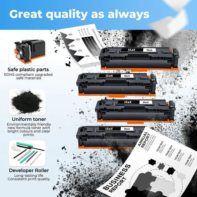 Alt view image 5 of 7 - 134X Black Toner Cartridge Laser Jet MFP M234dw Black Toner Compatible for HP 134X 134A Toner Cartridge for HP134X HP134A W1340X for Laser Jet M209dw MFP M234sdw Toner Ink 2 Pack (with Chip)
