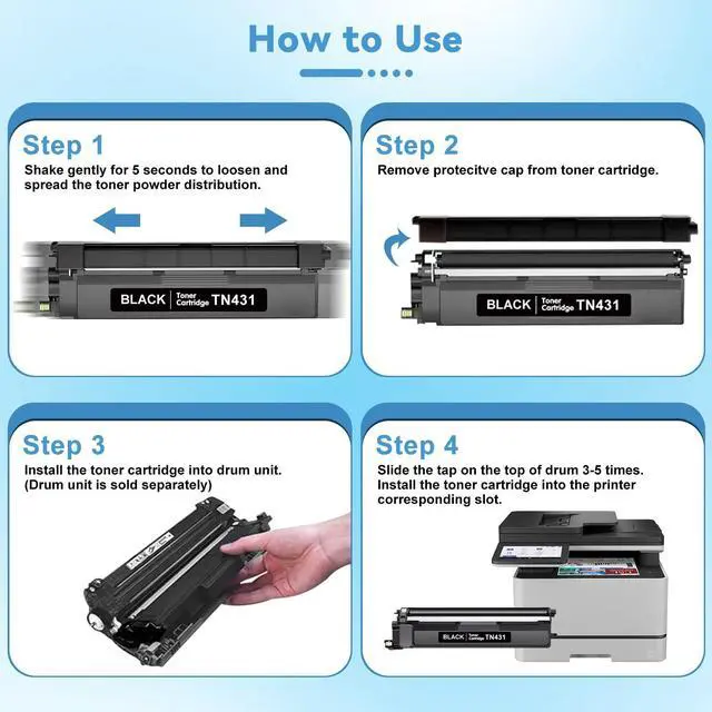 Alt view image 7 of 7 - TN431 MFC-L8900CDW Toner Cartridges Replacement for Brother TN-431 4-Color Toner Cartridge Set,TN 431 Ink Work with Brother HL-l8360CDW HL-L8260CDW MFC L8900CDW MFC-L8690CDW MFC-L8610CDW Printer