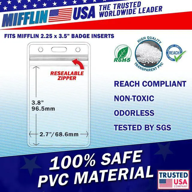 Alt view image 3 of 7 - 2.25x3.5 Vertical ID Card & Name Badge Holder - Resealable, 1000 Pack | clear plastic identification name tag holders, soft edge, zipper seal, pre-punched holes for most lanyard clips