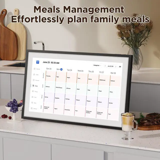 Alt view image 5 of 7 - 21.5" Smart Digital Calendar 1920×1080 Full HD Touchscreen Family Planner & Calendar with Chore Chart & Meal Planner, Wall-Mountable (Black White)