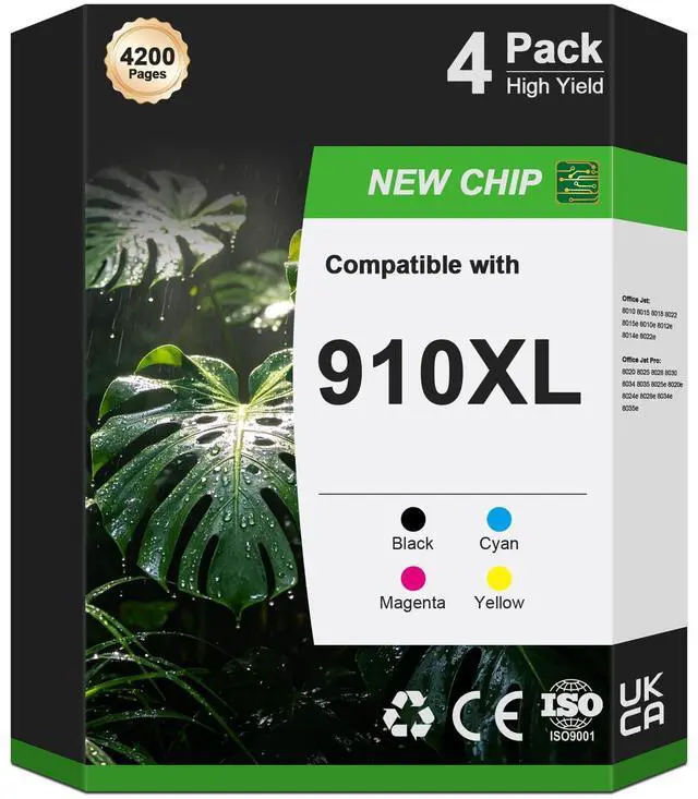 Main image of 910XL 910 8015e 8025e Ink Cartridges Combo Pack Replacement For HP 910 XL Ink Compatible for office jet pro 8025e 8035e 8028e 8025 8020 8035 8010 8030 Office Jet 8015e Series Printer (4-Pack, BCMY)