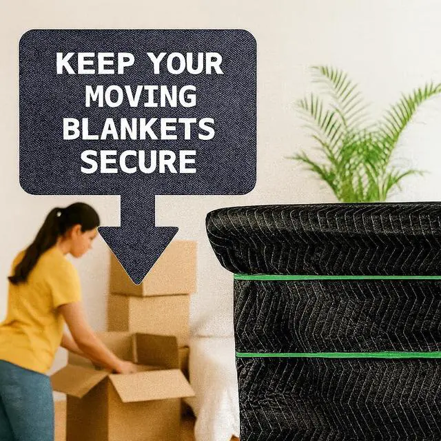 Alt view image 2 of 5 - 96 Pack Moving Bands & Moving Blankets Heavy-Duty Rubber Mover Bands in 4 Sizes 24 Each of 25", 30", 36", 42" Secures Furniture, Drawers, Supplies