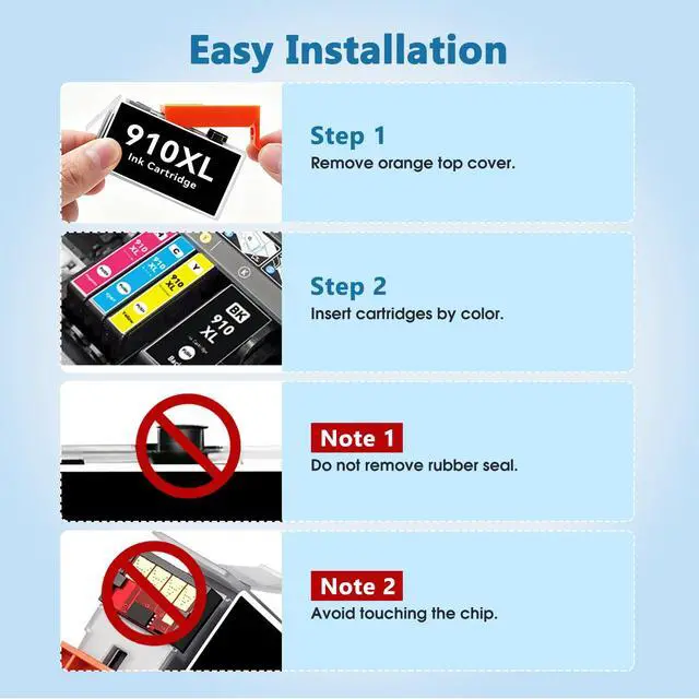 Alt view image 7 of 7 - 910XL 910 8015e 8025e Ink Cartridges Combo Pack Replacement For HP 910 XL Ink Compatible for office jet pro 8025e 8035e 8028e 8025 8020 8035 8010 8030 Office Jet 8015e Series Printer (4-Pack, BCMY)
