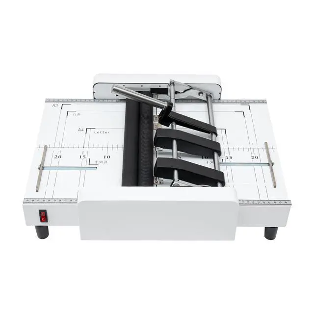 Alt view image 6 of 7 - A3 Booklet Maker Machine, 60W Binding & Folding Machine, 2-in-1 Electric Paper Folder Stapler Machine with Silicone Folding Rollers & Visible Panel for Churches Offices Agencies