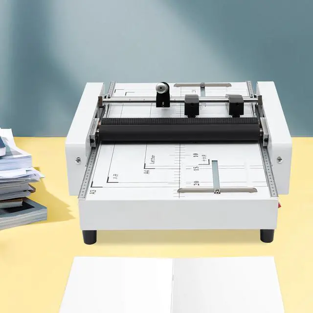 Alt view image 3 of 7 - A3 Booklet Maker Machine, 60W Binding & Folding Machine, 2-in-1 Electric Paper Folder Stapler Machine with Silicone Folding Rollers & Visible Panel for Churches Offices Agencies