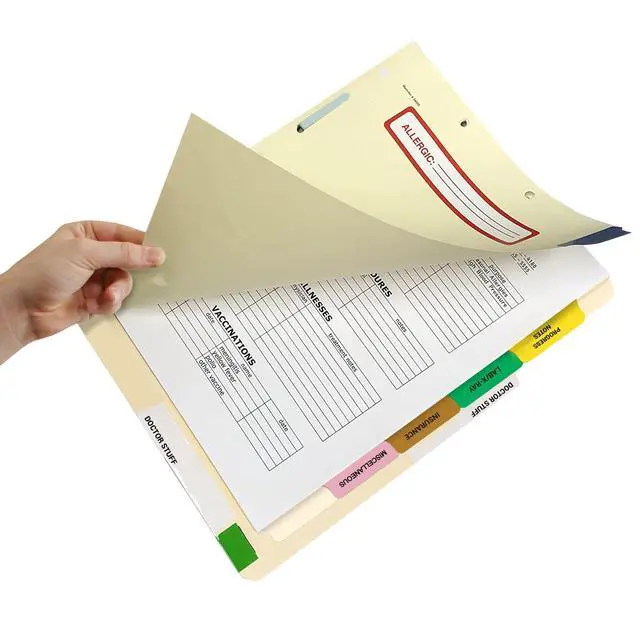 Alt view image 3 of 7 - Stock Medical Chart Dividers, 130 Sets of 6 Popular Healthcare Index Tabs, Side Tab, 9" x 11", File Folder Organizer for Nursing Patient Charts and Medical Records