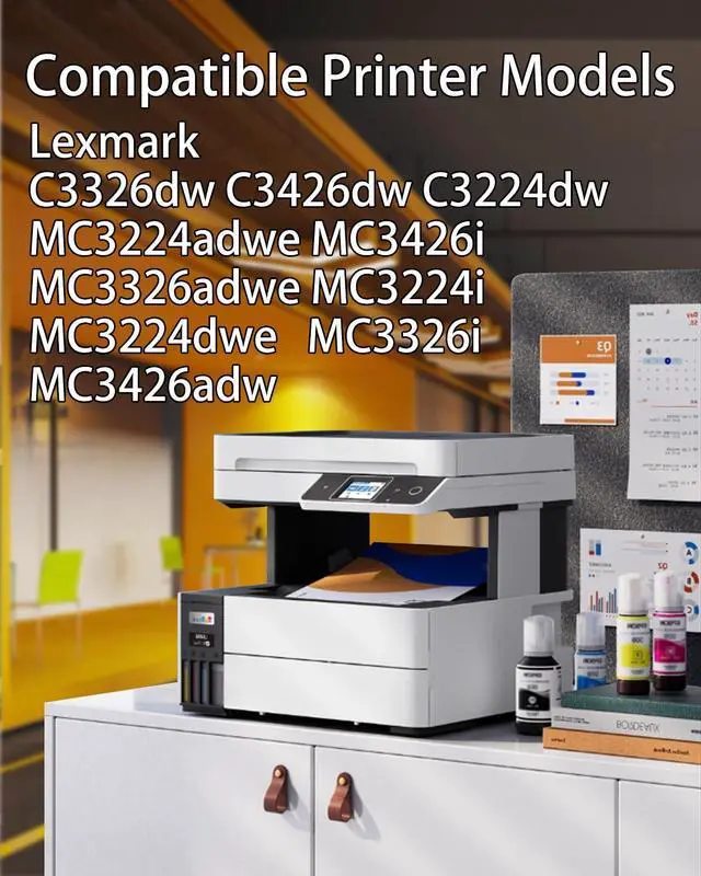 Alt view image 2 of 7 - C3224 C3326 Toner Cartridge(1500 Pages,with Chip) Compatible with Lexmark C3210C0 C3210M0 C3210Y0 Toner Work for C3224 MC3426 MC3326 C3326 C3426 MC3224 Printer (Cyan Magent Yellow)