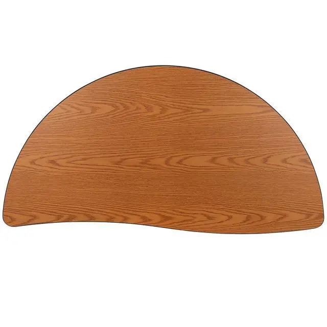 Alt view image 6 of 7 - 47.5" Half Circle Wave Collaborative Oak Thermal Laminate Activity Table - Standard Height Adjustable Legs