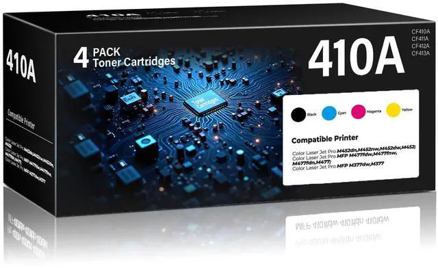 Main image of 410A Toner Cartridges Color Laser Jet Pro M452 MFP M477 M377 series Compatible for HP 410A 410X Toner Cartridges 4 Pack for HP410A for Color Pro M452dw M452nw MFP M477fdw M477fnw M452dn M377dw M477fdn