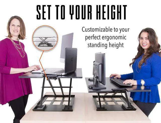 Alt view image 6 of 7 - X-Elite Pro XL, Ergonomic Adjustable Height Standing Desk Converter, Extra Large Sit to Stand Laptop Desk Riser, Easily Fits 2 Computer Monitors, Raises Desk Height 7 to 16-inches (Black)
