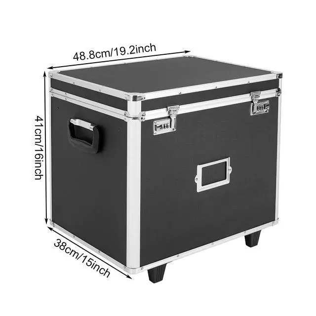 Alt view image 5 of 7 - Aluminum Alloy File Organizer Box Mobile Document Box with Wheels, Hand Pull Locking File Case File Cabinet for Home Office Hospitals Banks School (Black)