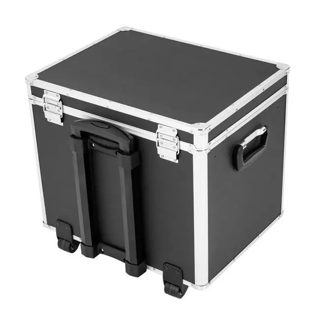 Alt view image 7 of 7 - Aluminum Alloy File Organizer Box Mobile Document Box with Wheels, Hand Pull Locking File Case File Cabinet for Home Office Hospitals Banks School (Black)
