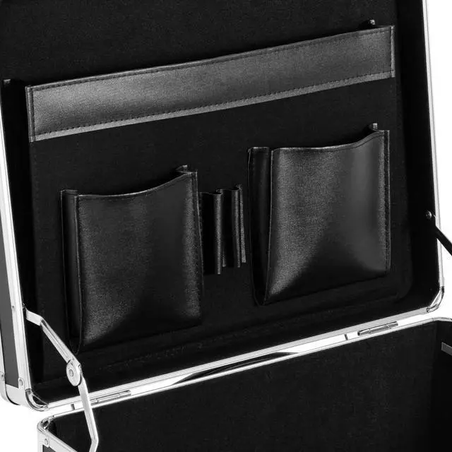 Alt view image 6 of 7 - Aluminum Alloy File Organizer Box Mobile Document Box with Wheels, Hand Pull Locking File Case File Cabinet for Home Office Hospitals Banks School (Black)