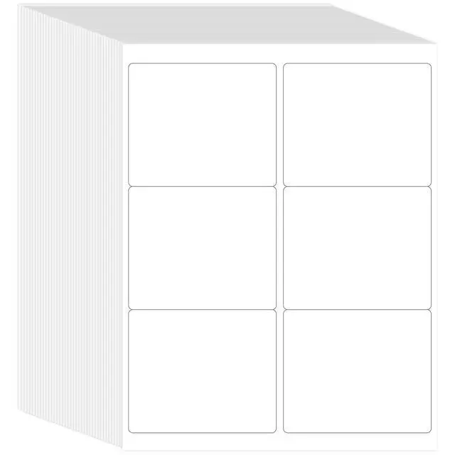 Main image of 3-1/3" x 4" Printable White Sticker Labels, 9000 Labels for Laser/Inkjet Printing - Matte (9000 Labels, 1500 Sheets)