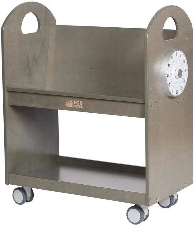 Main image of Mobile Book Cart with Countdown Timer and Storage, Children's Furniture, Grey Wash