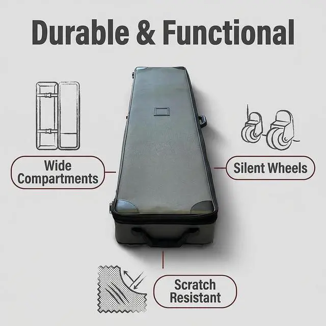 Alt view image 4 of 6 - 63" L x 10" W x 3" H Padded Carrying Case Roll Up Banner Stands with Handles and Wheels Internal Size: (63" L x 10" W x 3" H)