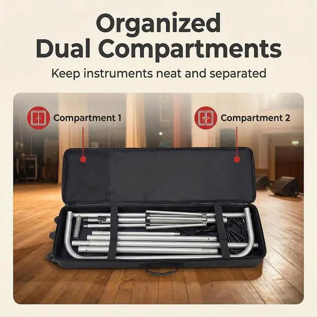 Alt view image 6 of 6 - 63" L x 10" W x 3" H Padded Carrying Case Roll Up Banner Stands with Handles and Wheels Internal Size: (63" L x 10" W x 3" H)