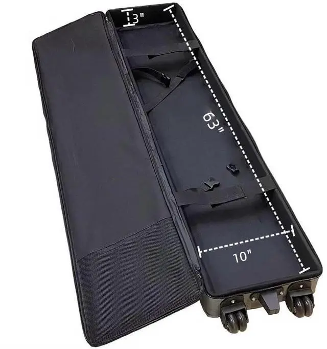 Main image of 63" L x 10" W x 3" H Padded Carrying Case Roll Up Banner Stands with Handles and Wheels Internal Size: (63" L x 10" W x 3" H)