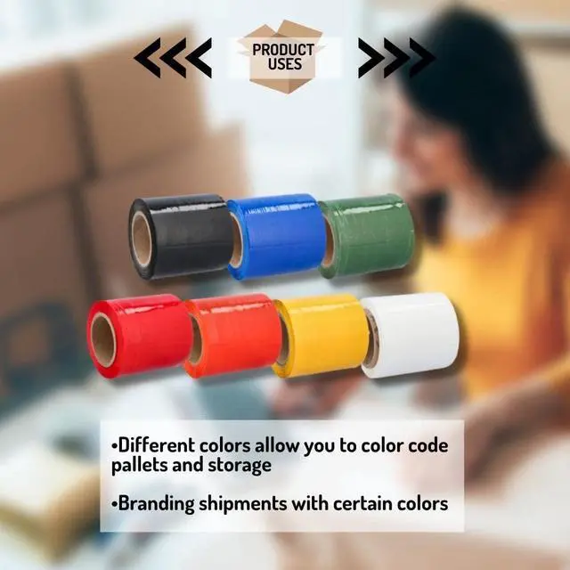 Alt view image 5 of 6 - PSBM 24 Rolls 5 Inch x 1000 Feet 63 Gauge Black Mini Stretch Film/Wrap with Plastic Handle, Heavy Duty Industrial Strength Clear Shrink Plastic Wrap for Moving, Packing, Shipping, Bundling & Storage